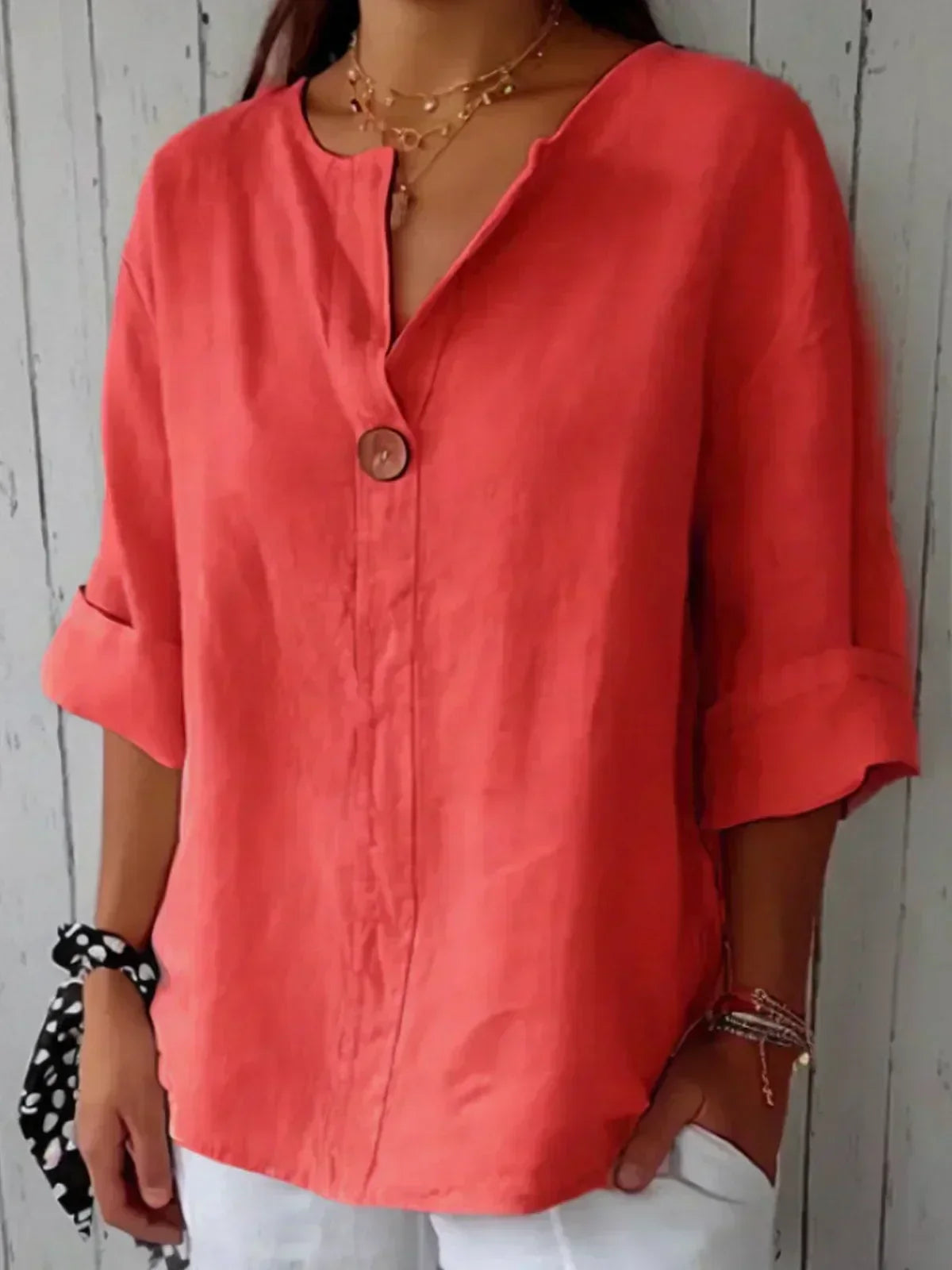Ella | Elegant V-Neck 3/4 Sleeve Blouse for Women