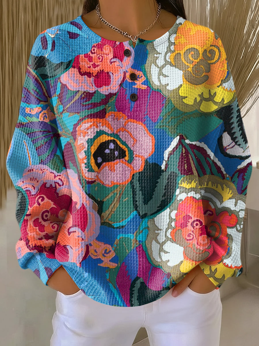 Ida | Waffle Knit Floral Sweater for Women