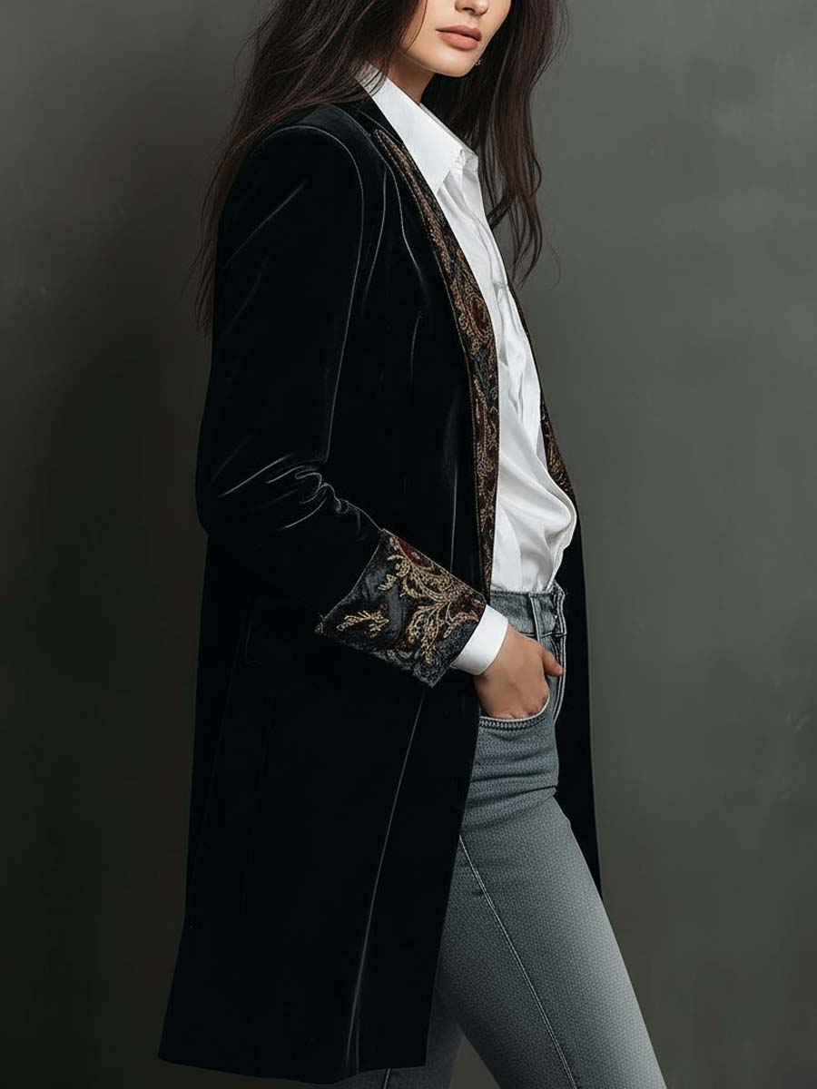 Marlene | Baroque Print Lapel Slim-Fit Blazer for Women