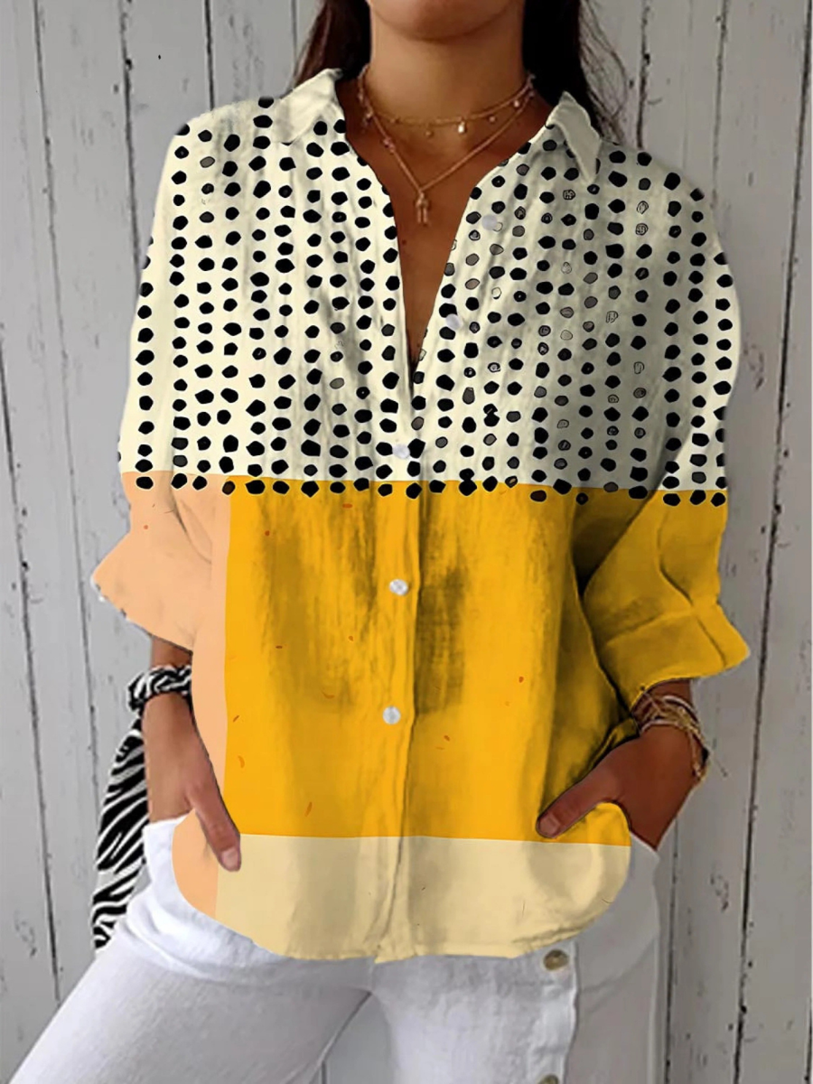 Lydia | Abstract Dot Pattern V-Neck Shirt for Women