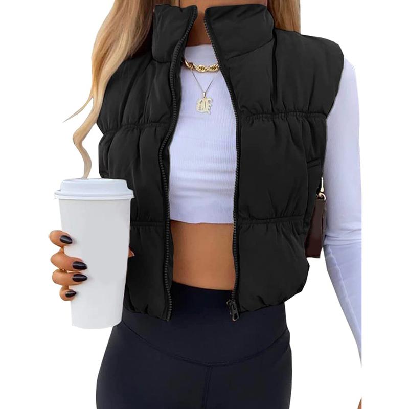 Caroline | Sleeveless Zip-Up Puffer Vest with Stand Collar for Women