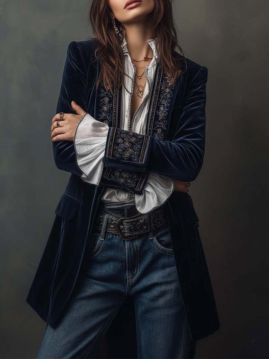 Coraline | Vintage Embroidered Longline Jacket for Women