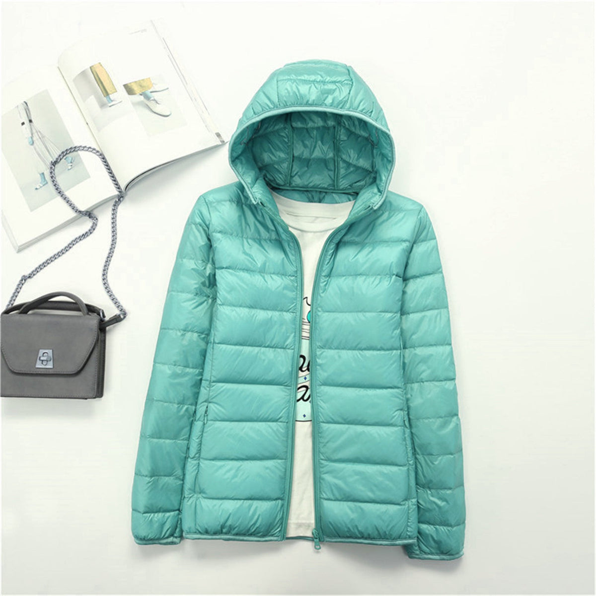Liyanna | Plus Size Lightweight Hooded Long Sleeve Puffer Jacket for Women