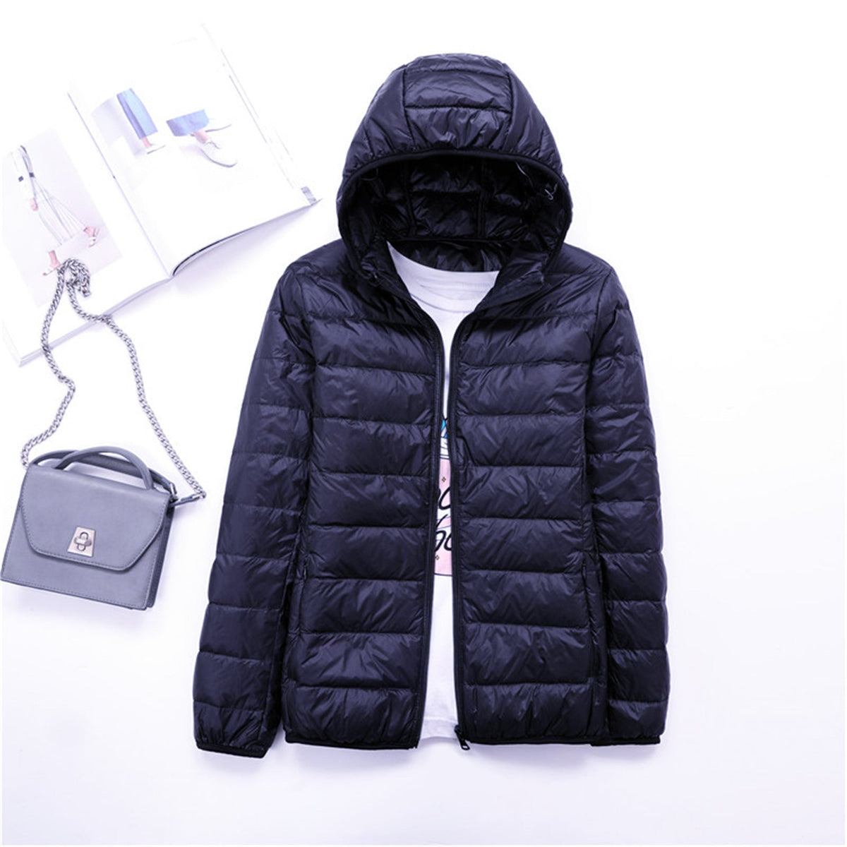 Liyanna | Plus Size Lightweight Hooded Long Sleeve Puffer Jacket for Women