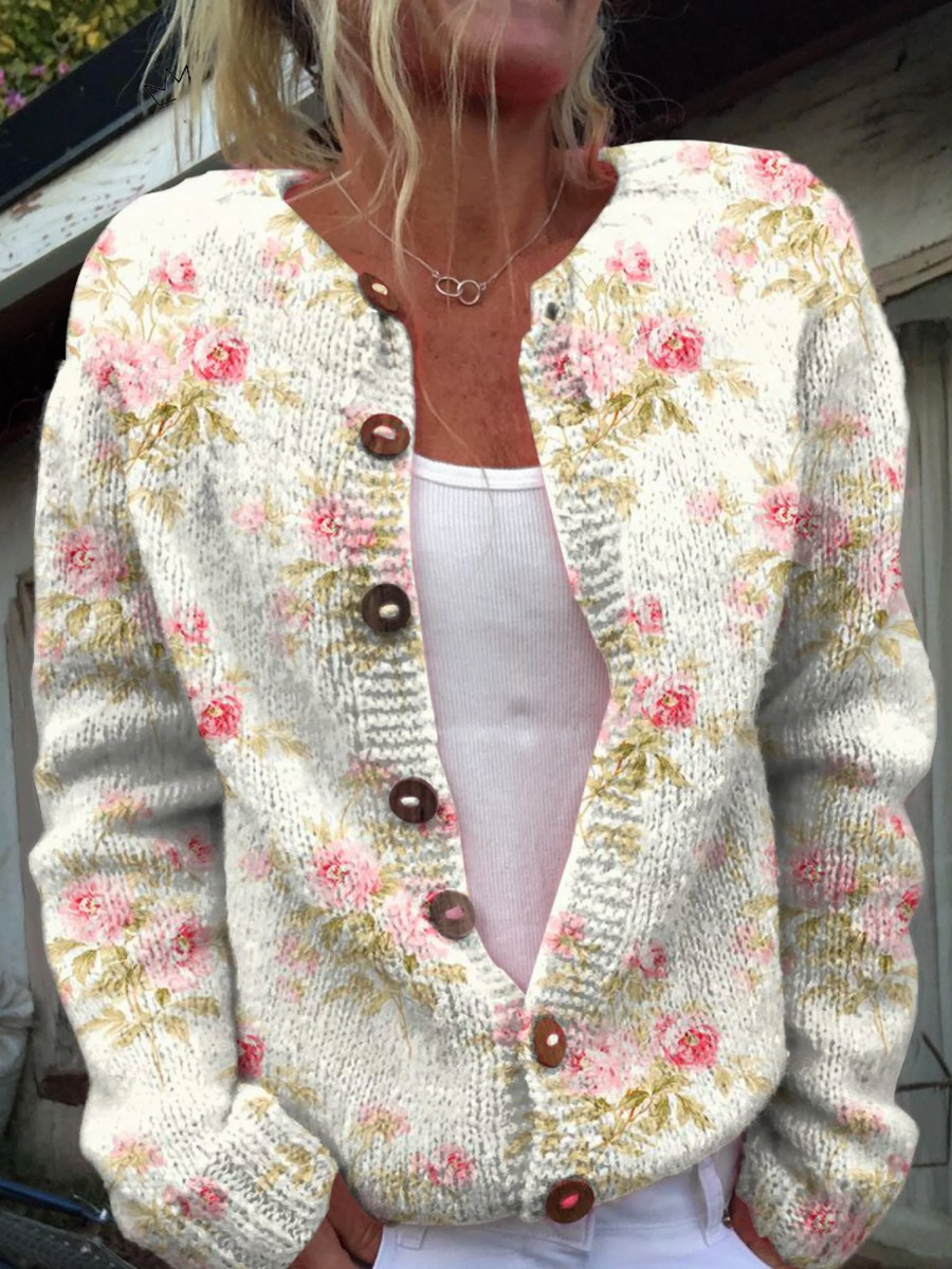 Kerensa | Vintage Floral Button-Front Cardigan