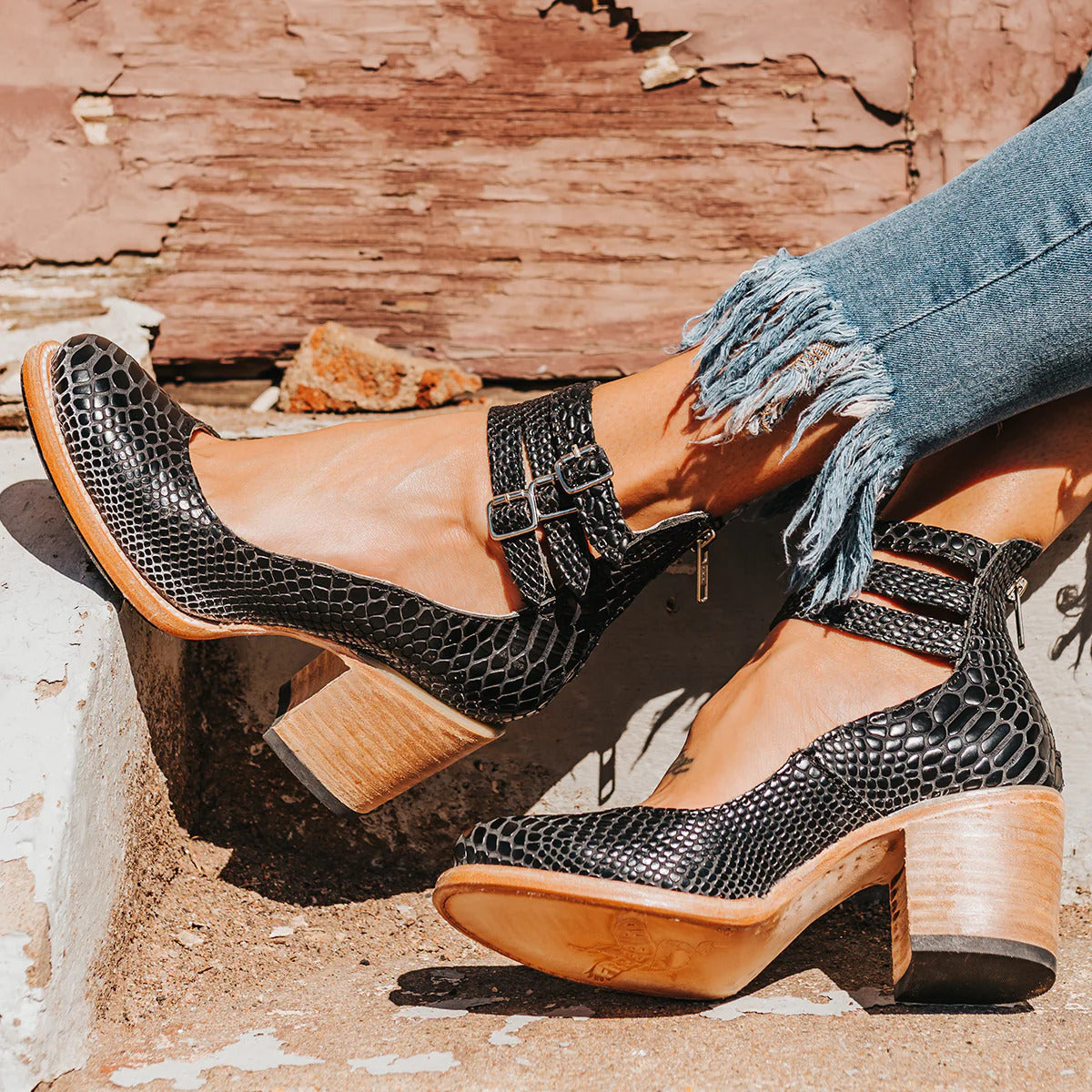Elsa | Vintage Leather Strap Heels for Women