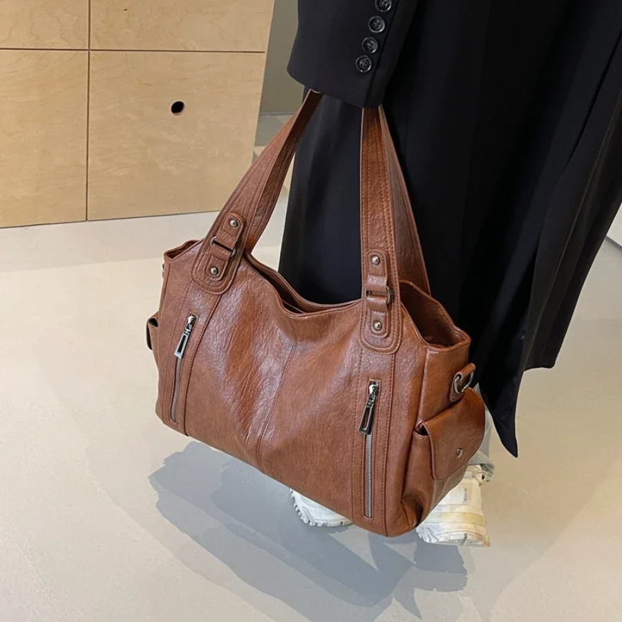 Uma | Dual Zipper Large Capacity Shoulder Bag for Women