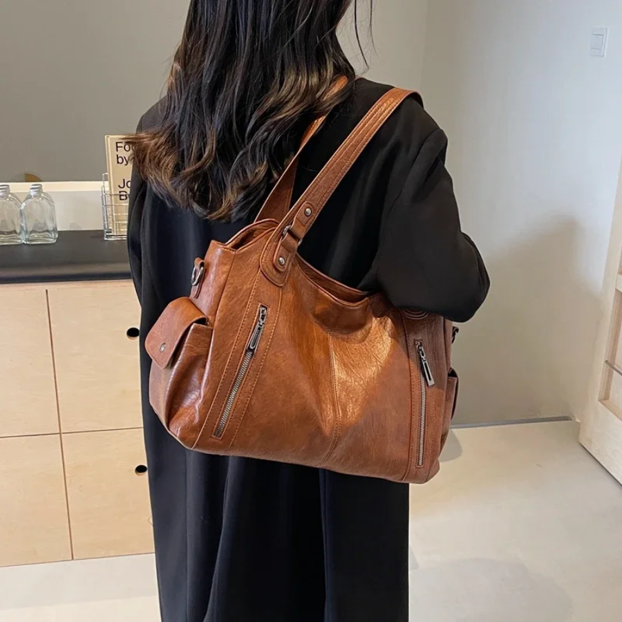 Uma | Dual Zipper Large Capacity Shoulder Bag for Women