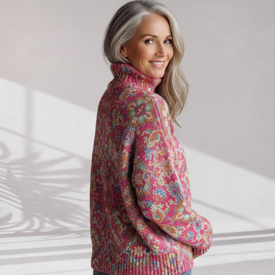 Donna | Floral Knit Turtleneck for Women