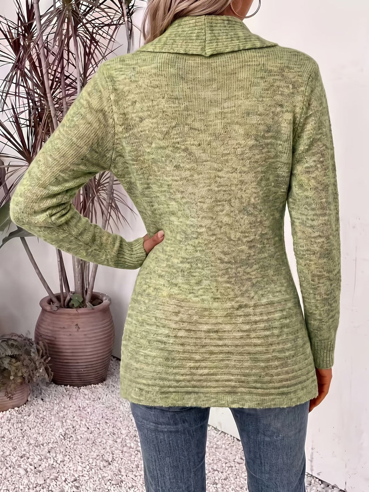 Tessa | Sage Ribbed Knit Button-Tab Cardigan for Women