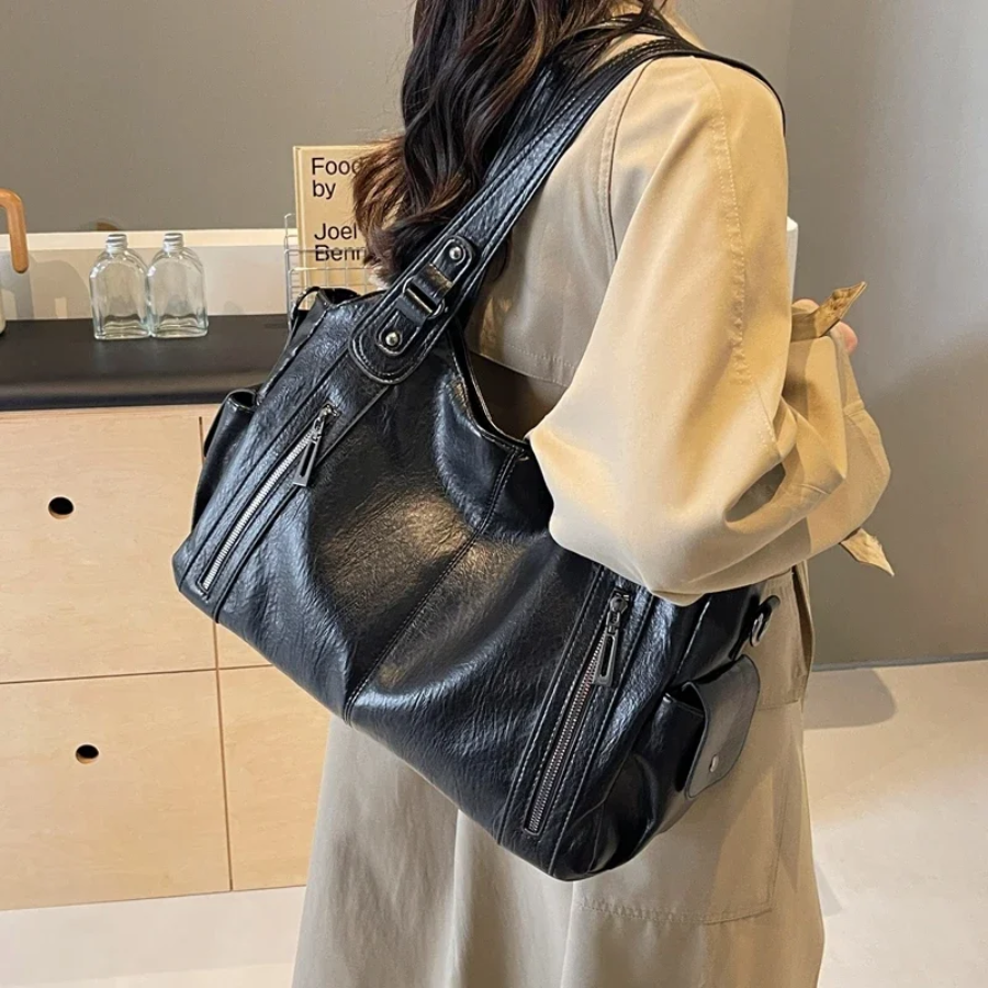 Uma | Dual Zipper Large Capacity Shoulder Bag for Women