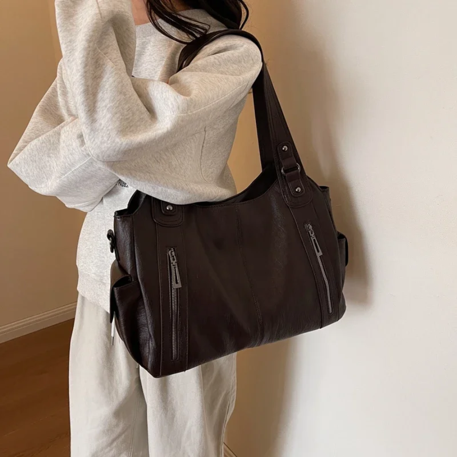 Uma | Dual Zipper Large Capacity Shoulder Bag for Women