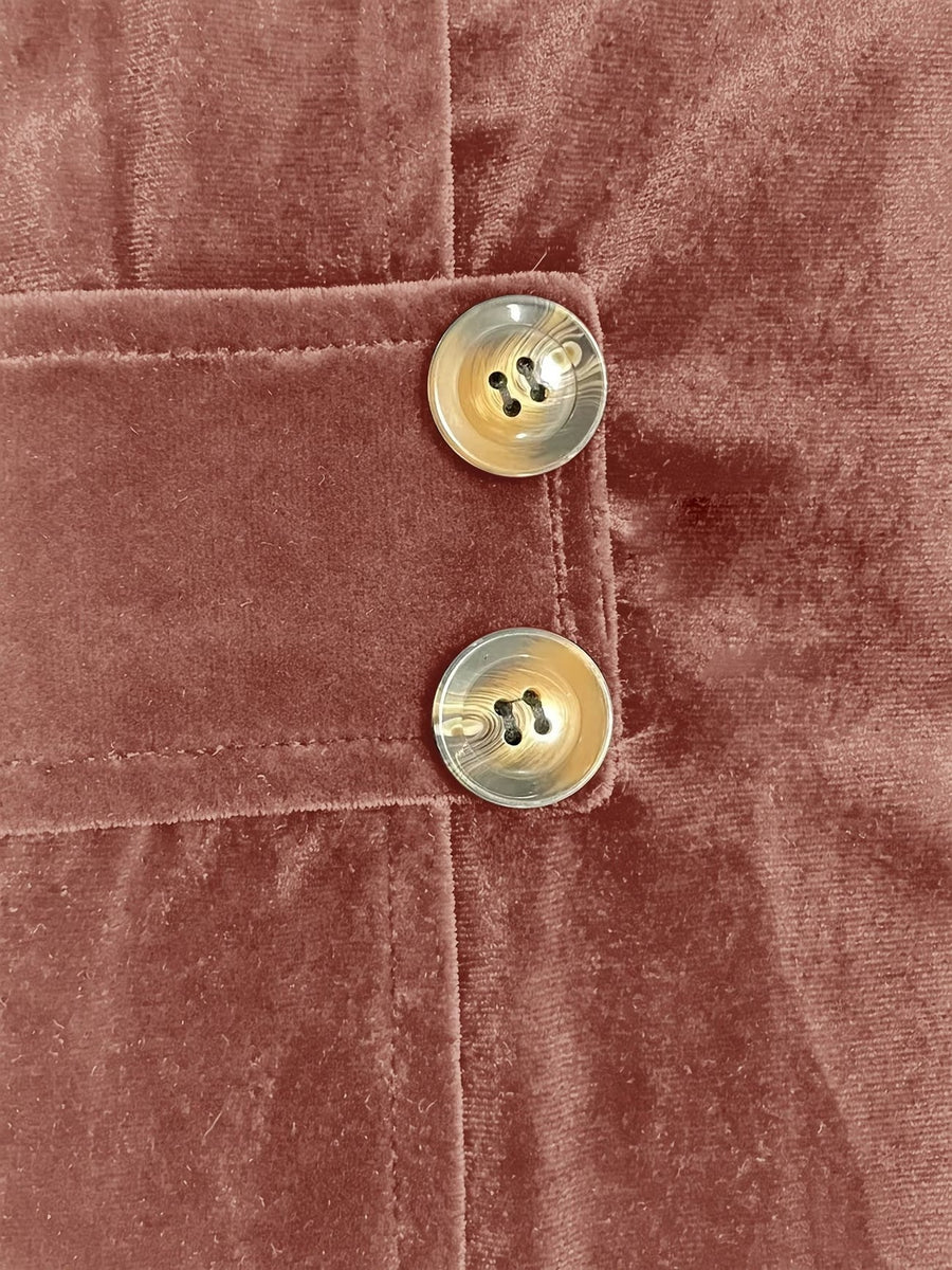 Sienna | Rust Velvet Button-Tab Cardigan for Women