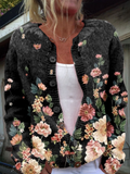 Kivara | Vintage Floral Open-Front Button Cardigan