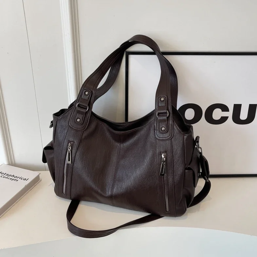 Uma | Dual Zipper Large Capacity Shoulder Bag for Women