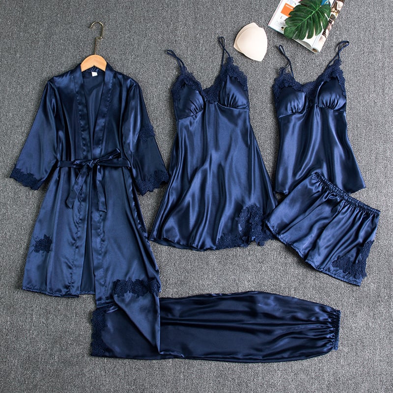 Rebecca | 5-Piece Silk Lace Nightwear Set for Women