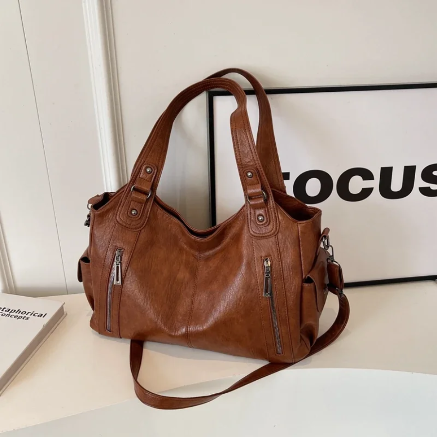 Uma | Dual Zipper Large Capacity Shoulder Bag for Women
