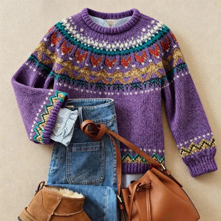 Solva | Classic Vintage Nordic Knit Sweater for Women