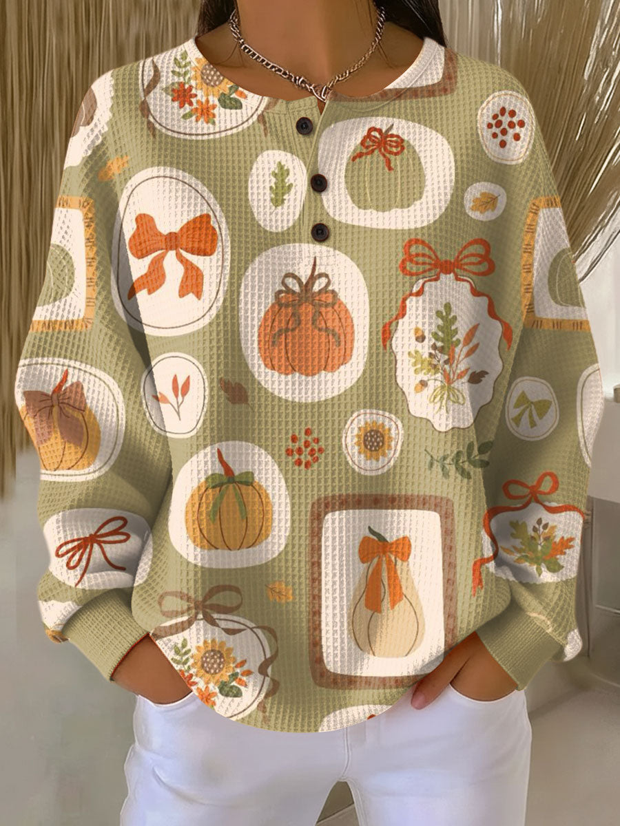 Emyrisse | Autumn Sweater with Bows and Pumpkins for Women
