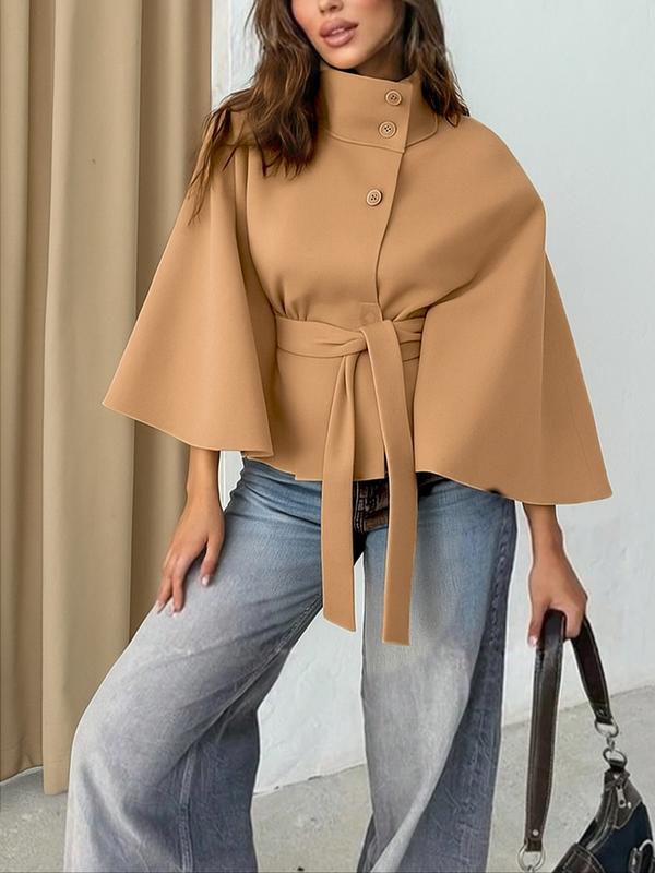Rosemary | Buckle Belted Cape Coat for Women