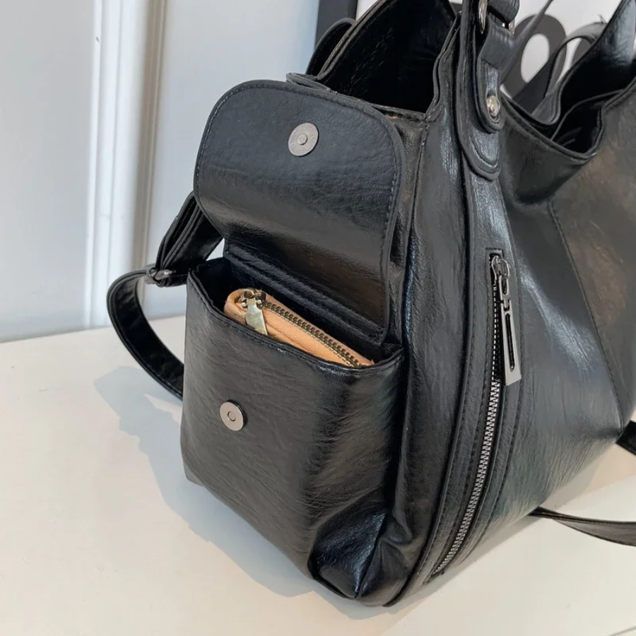 Uma | Dual Zipper Large Capacity Shoulder Bag for Women