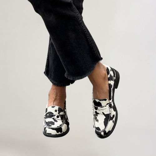 Jordana | Cow-Pattern Loafers for Women