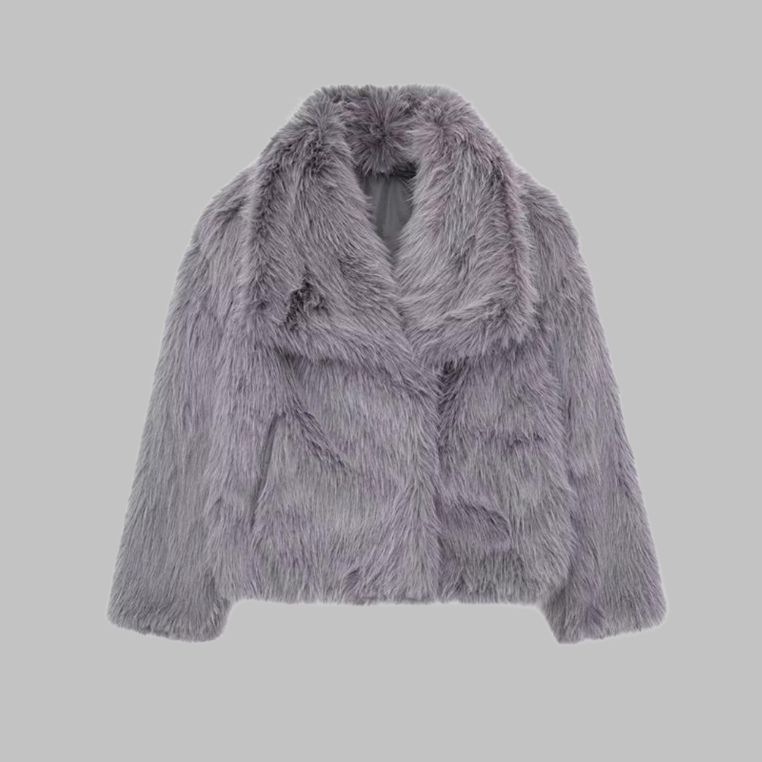 Weena | Classy Long Sleeve Collared Fuzzy Coat for Women