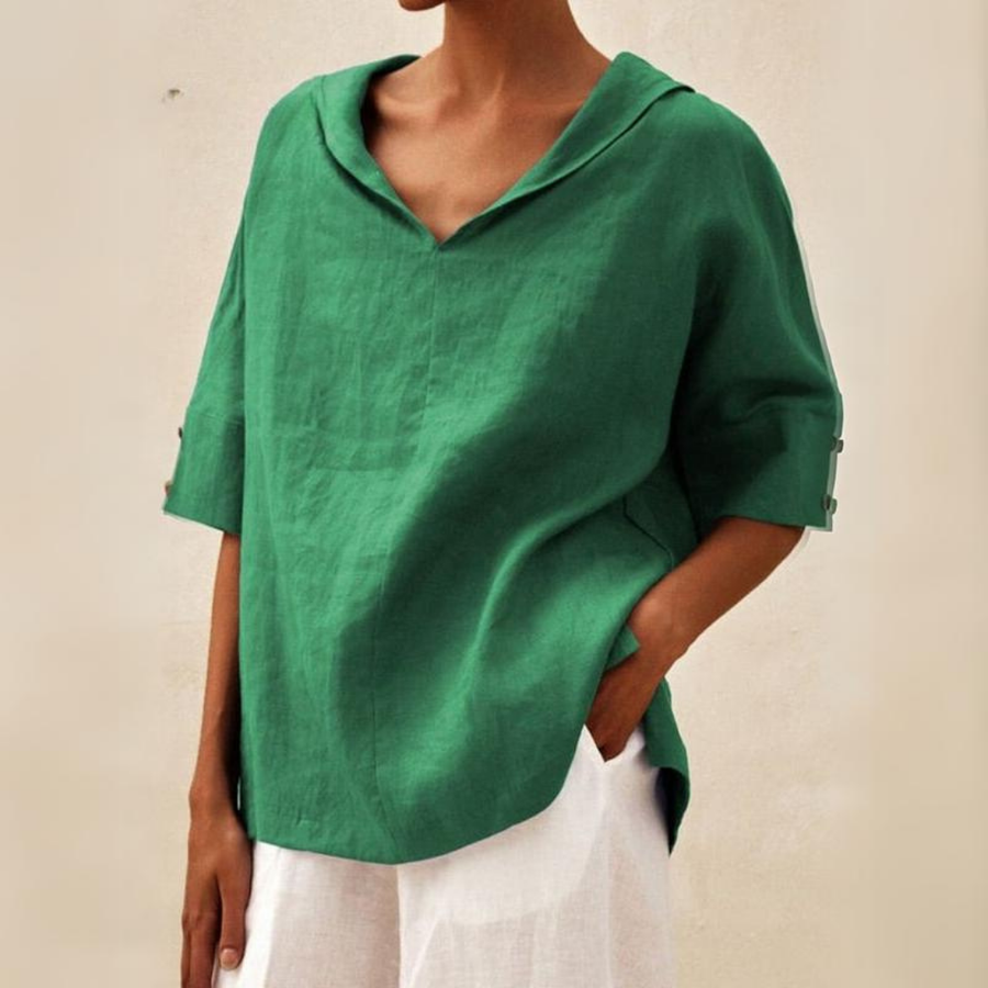 Lilia | Elegant V-Neck Work Pullover Top for Women