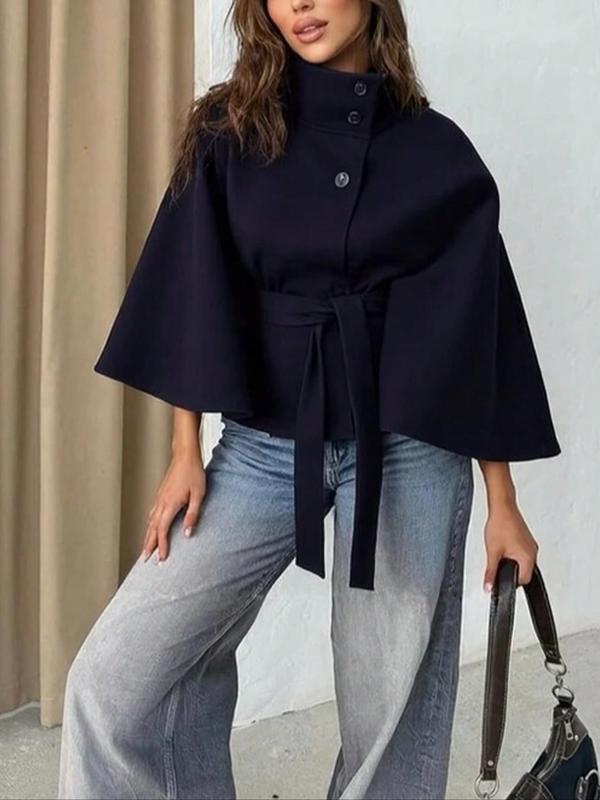Rosemary | Buckle Belted Cape Coat for Women