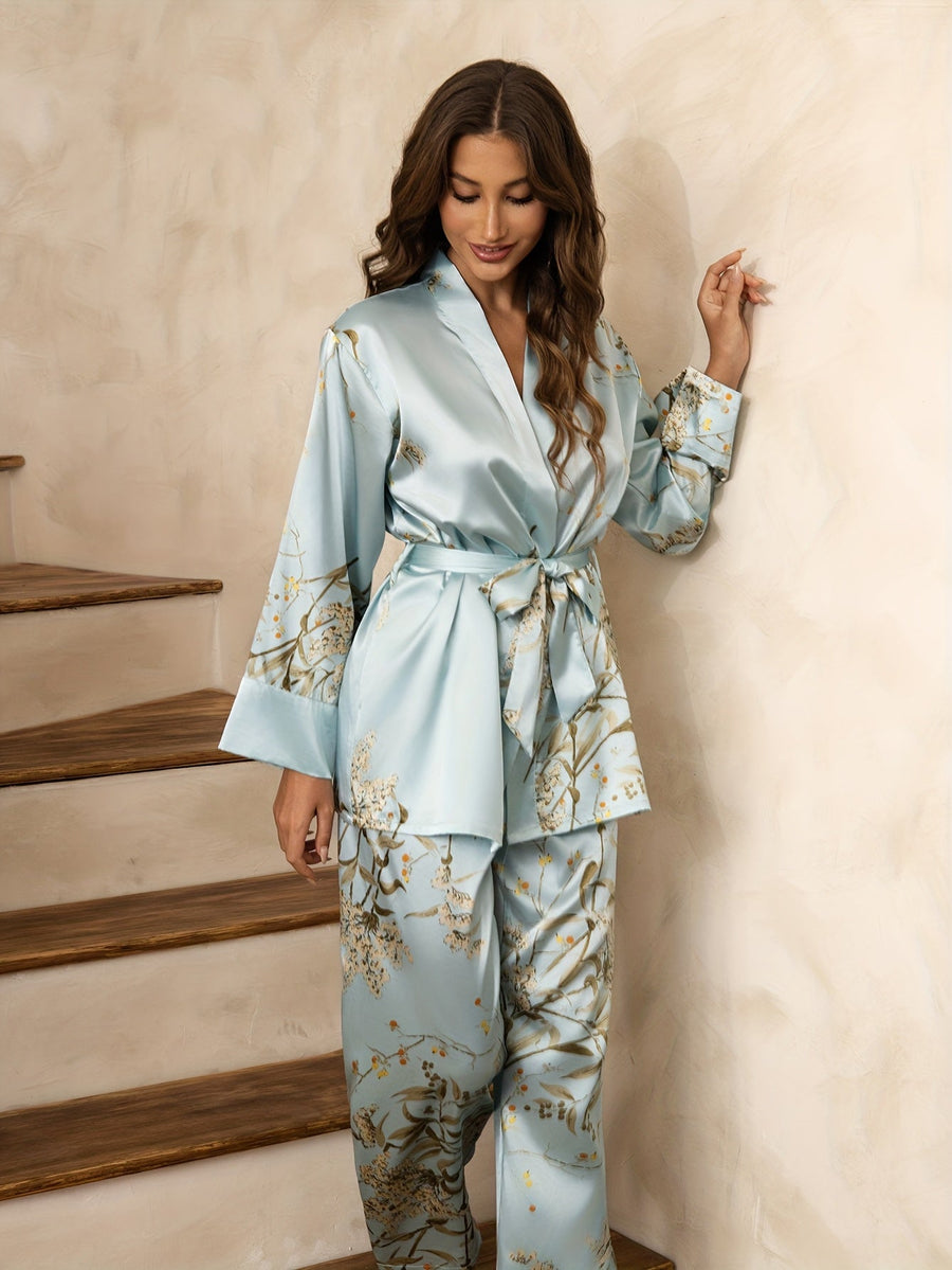 Marbella | 2-Piece Elegant Print Robe & Pajama Set for Women