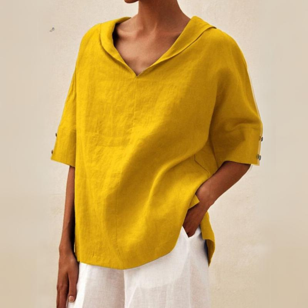 Lilia | Elegant V-Neck Work Pullover Top for Women