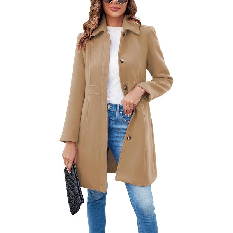 Vivian | Long Sleeve Single-Breasted Overcoat for Women