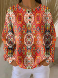 Selma | Waffle-Knit Sweater with Ethnic Floral Pattern for Women