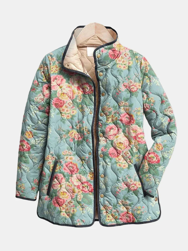 Elara | Quilted Floral Print Jacket for Women