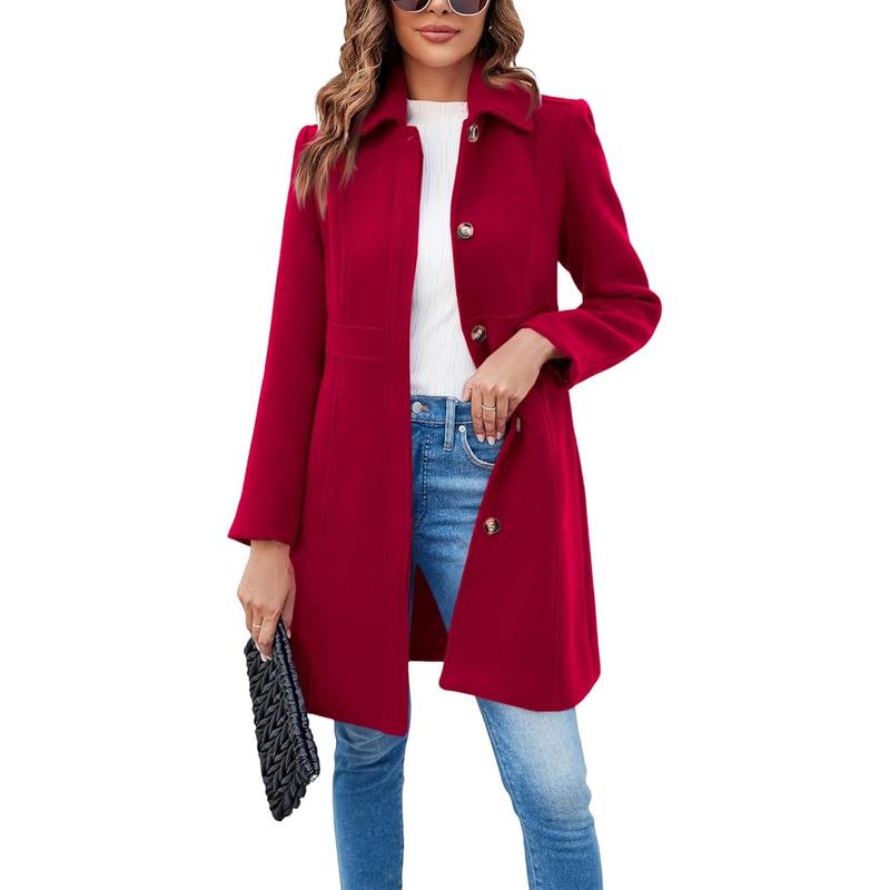 Vivian | Long Sleeve Single-Breasted Overcoat for Women