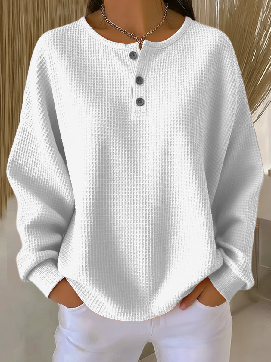 Anne | Waffle-Knit Collared Sweatshirt for Women