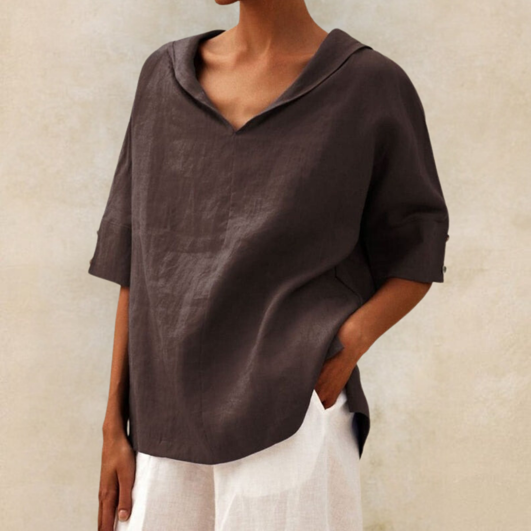 Lilia | Elegant V-Neck Work Pullover Top for Women