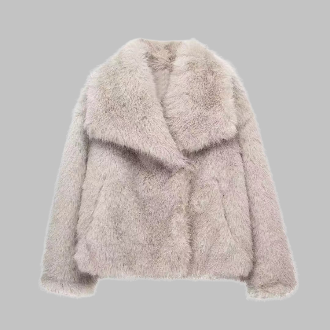 Weena | Classy Long Sleeve Collared Fuzzy Coat for Women