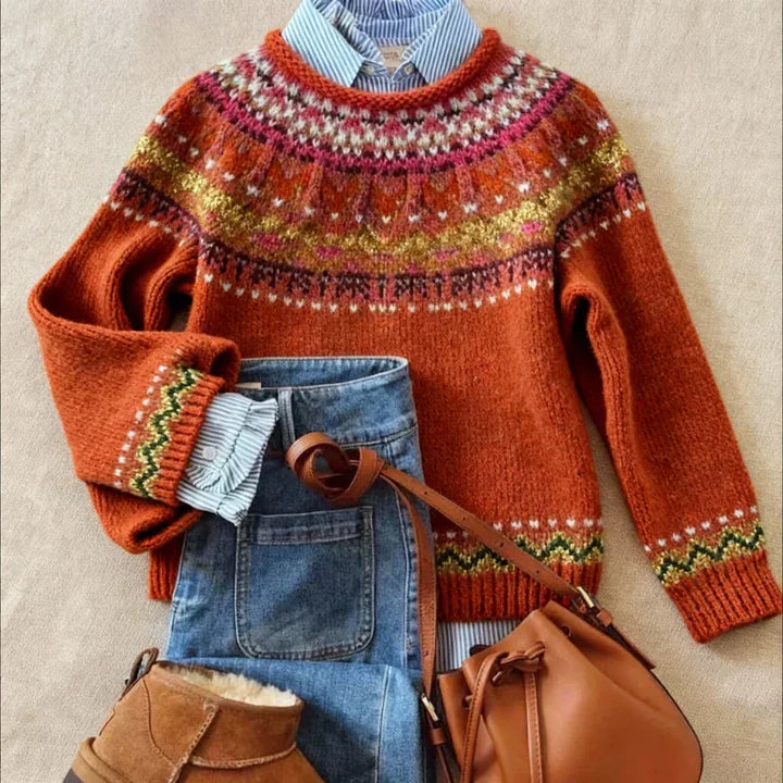 Simona | Chic Vintage Nordic Knit Sweater for Women