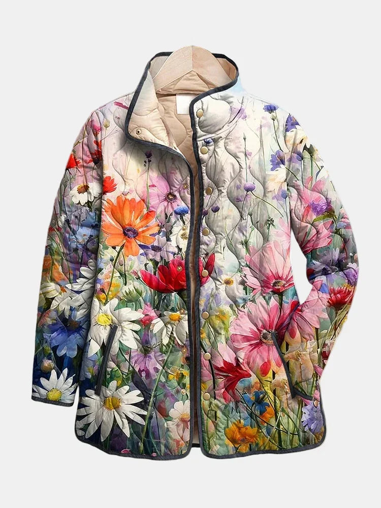 Kaia | Charming Vintage Floral Print Quilted Jacket for Women