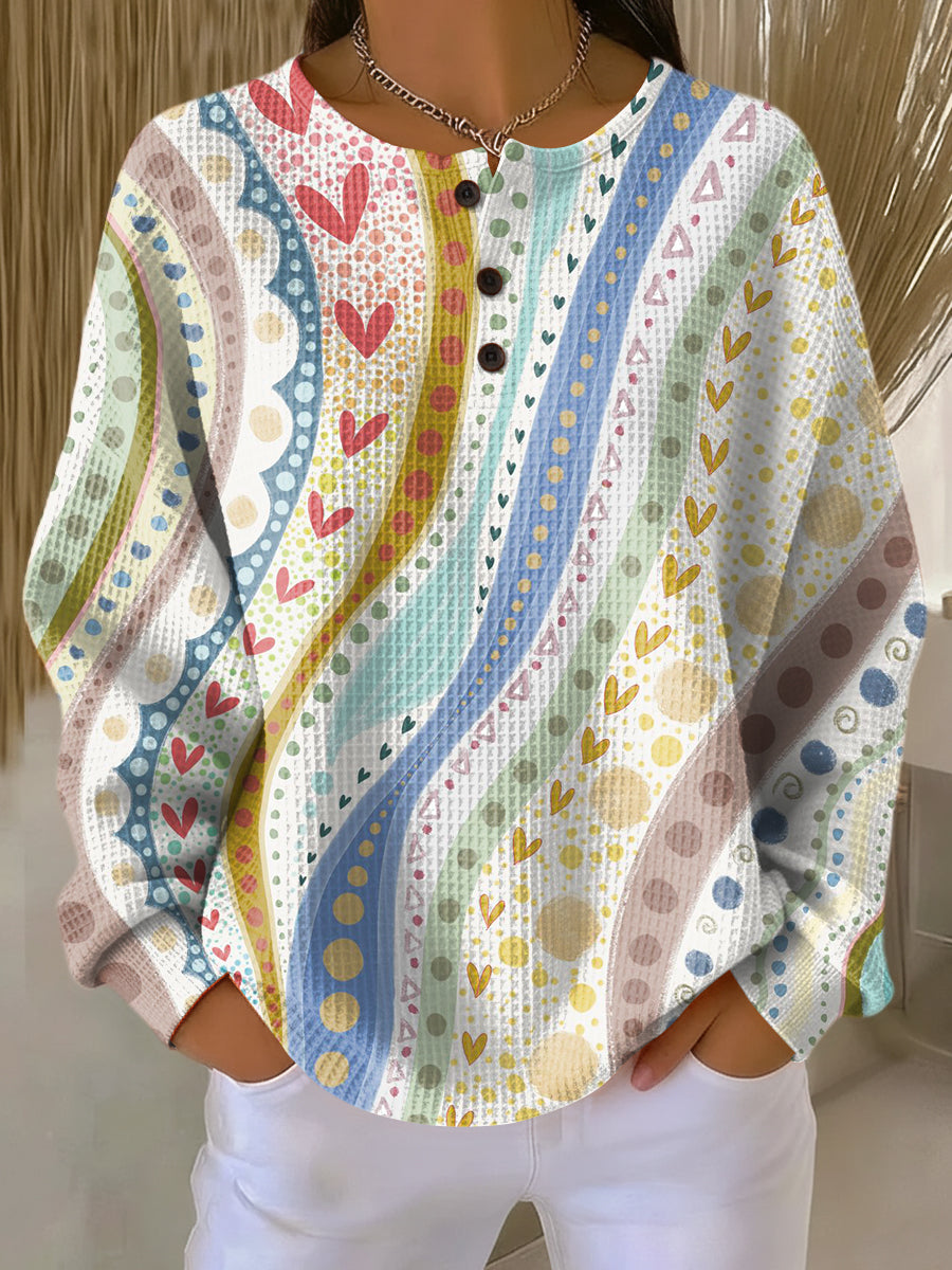 Luna | Colorful Striped Waffle-Knit Sweater for Women
