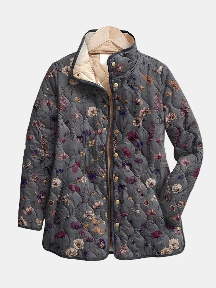 Niva | Vintage Floral Print Quilted Jacket for Women