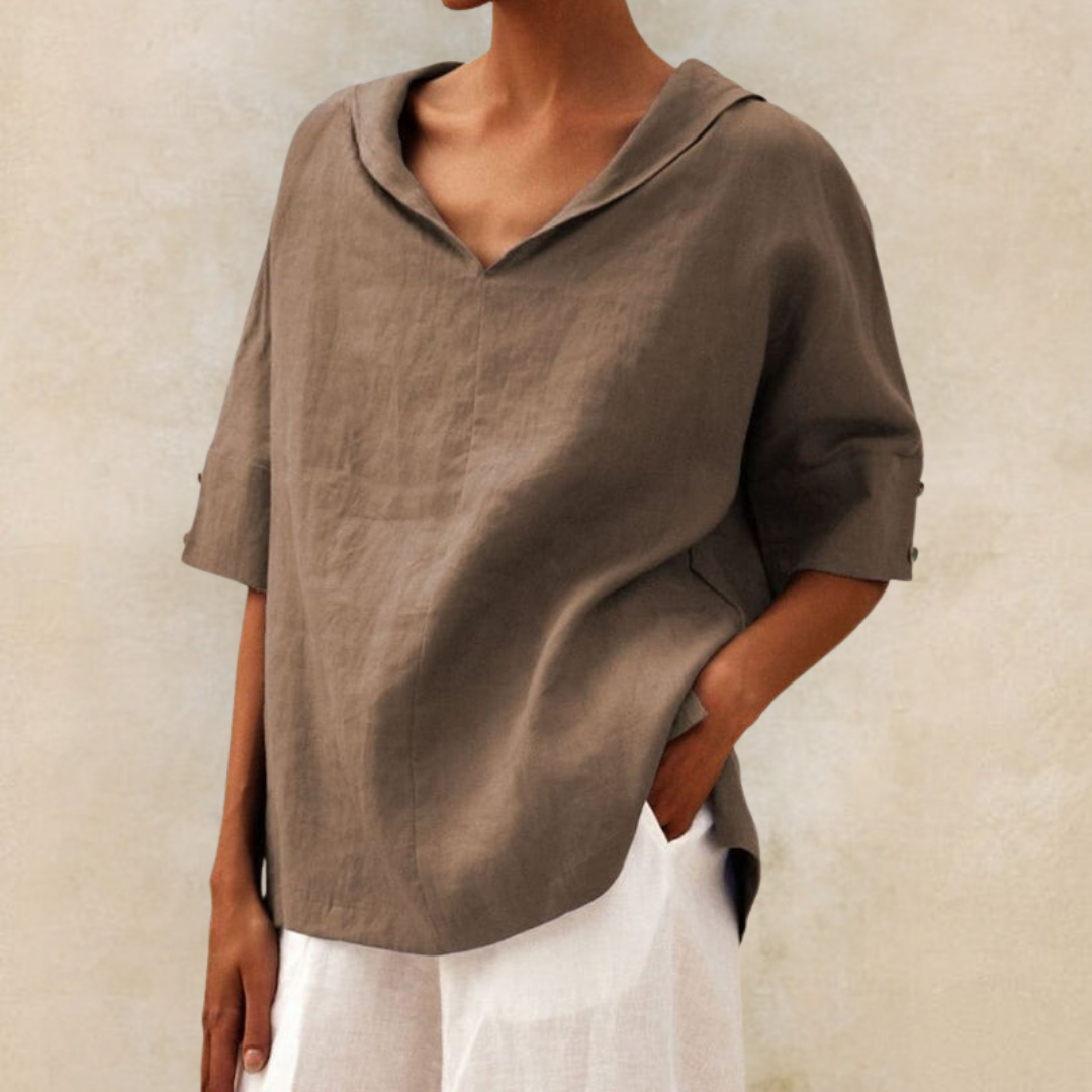 Lilia | Elegant V-Neck Work Pullover Top for Women
