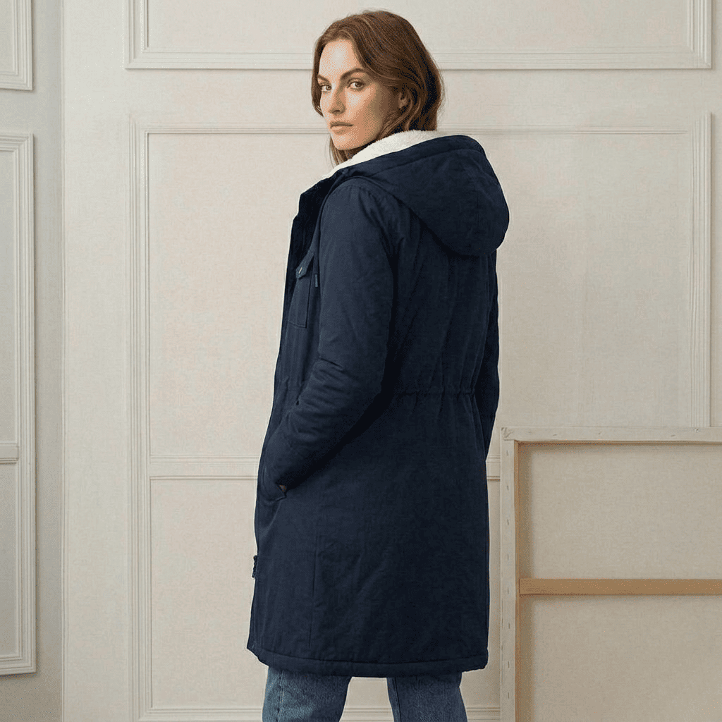 Marjorie | Hooded Longline Weatherproof Coat with Plush Lining for Women