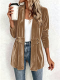 Sutton | Camel Velvet Button-Tab Cardigan for Women