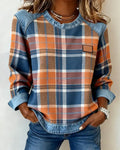Checkered Patchwork Sweatshirt for Women