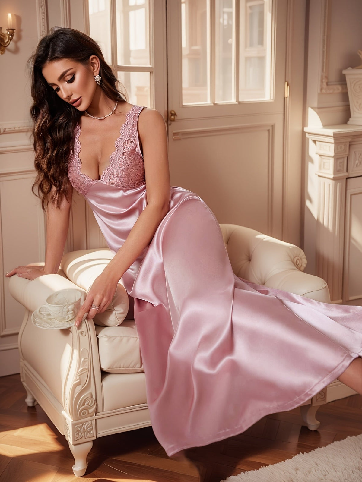 Rosalie | Soft Lace Backless Nightgown for Women