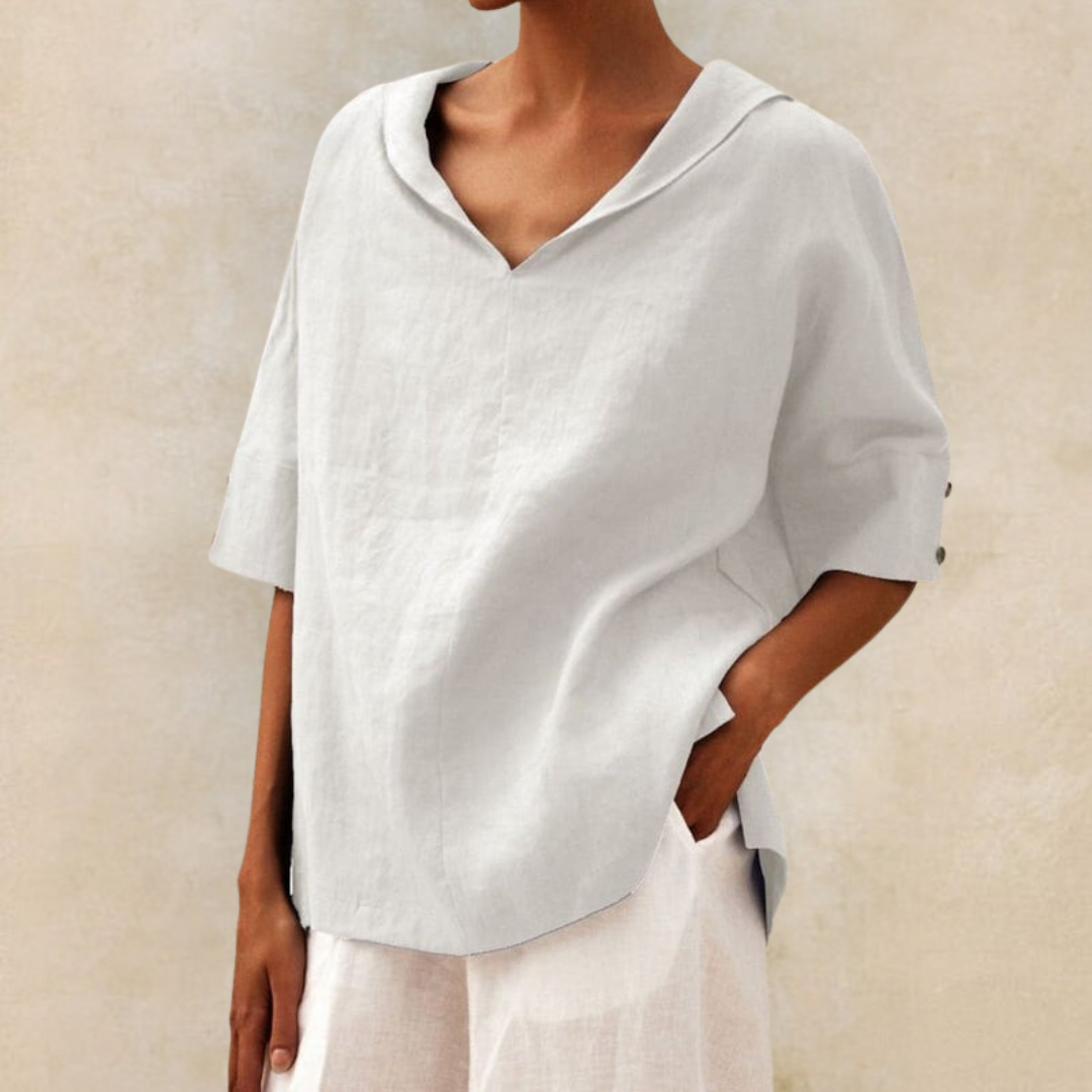 Lilia | Elegant V-Neck Work Pullover Top for Women