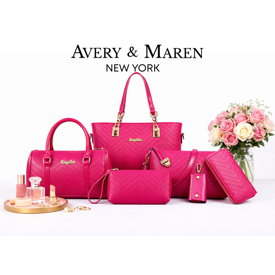 Amanda | Classic 6-Piece PU Leather Tote & Crossbody Bag Set for Women