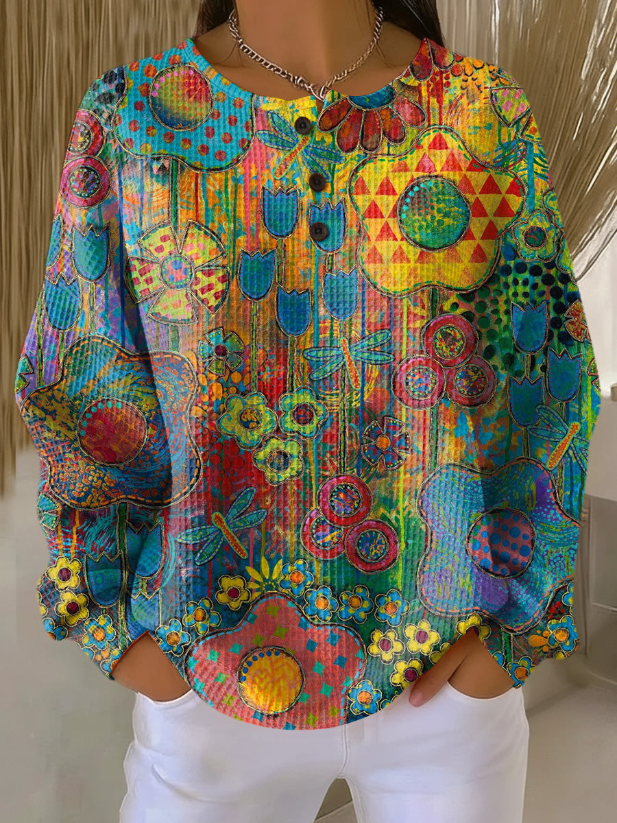 Taevliss | Colorful Sweater with Floral Print for Women